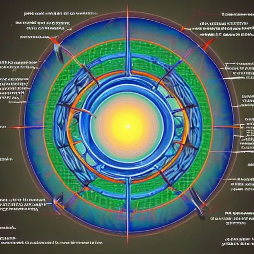 Prompt: the interior of an atom of iron. quantum mechanics. physics. highly detailed illustration