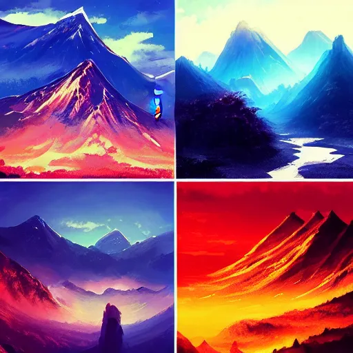 Image similar to chinese mountain scenery, by anato finnstark, by alena aenami, by john harris, by ross tran, by wlop, by andreas rocha