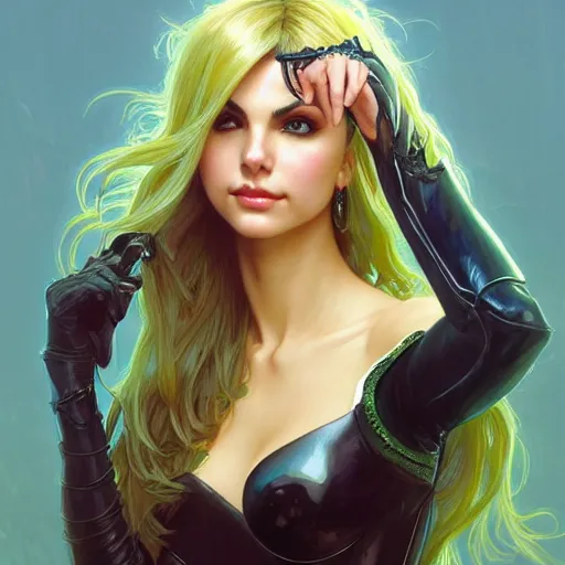 Prompt: Victoria Justice with fair skin, blonde hair and green eyes as Bat Girl, western, D&D, fantasy, intricate, elegant, highly detailed, digital painting, artstation, concept art, matte, sharp focus, illustration, art by Artgerm and Greg Rutkowski and Alphonse Mucha