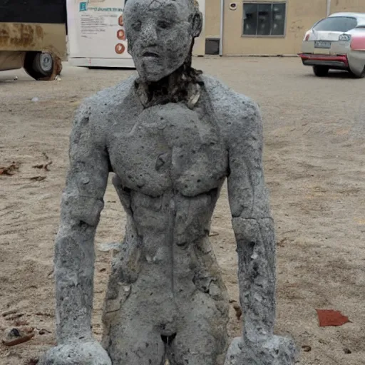 Image similar to human made from crumbling corroded concrete