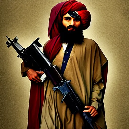 Image similar to taliban, painting by emanuele dascanio and robin eley