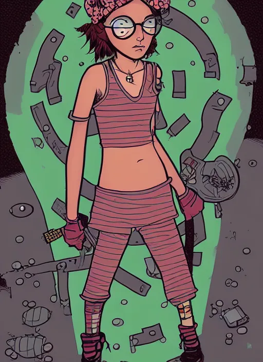 Image similar to a portrait of a pretty sewer punk young lady by asaf hanuka