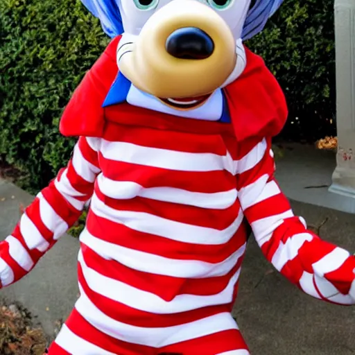 Image similar to goofy in a where's waldo costume