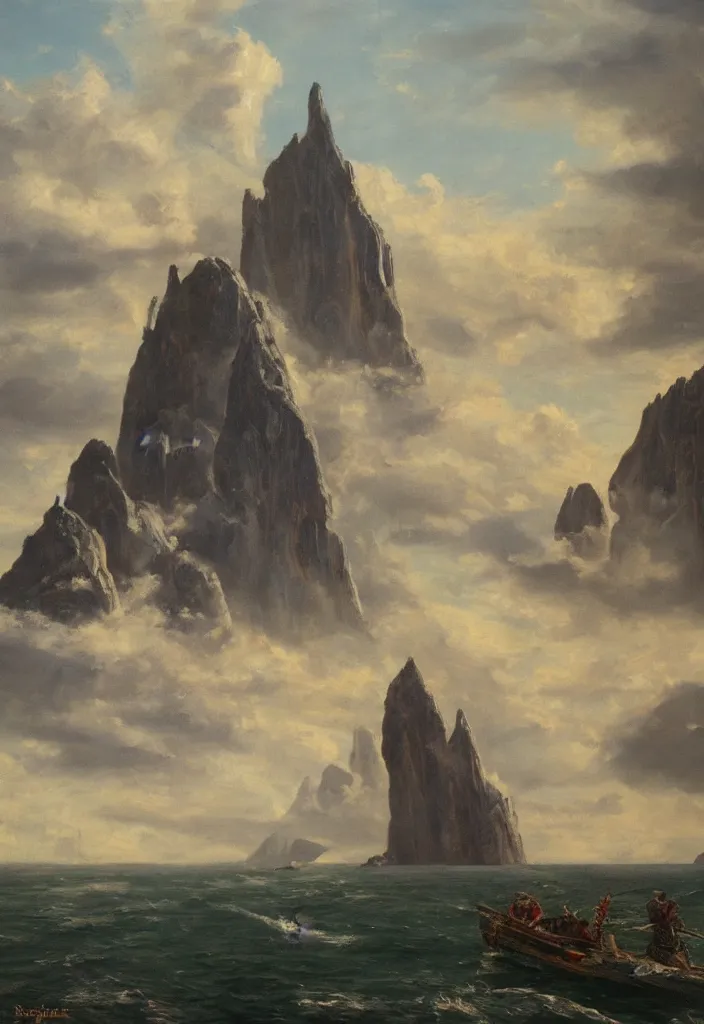 Image similar to asgard by salvadordalli, oil on canvas.