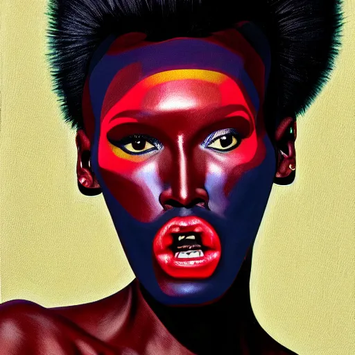 Prompt: a portrait painting of Grace Jones, 4k,