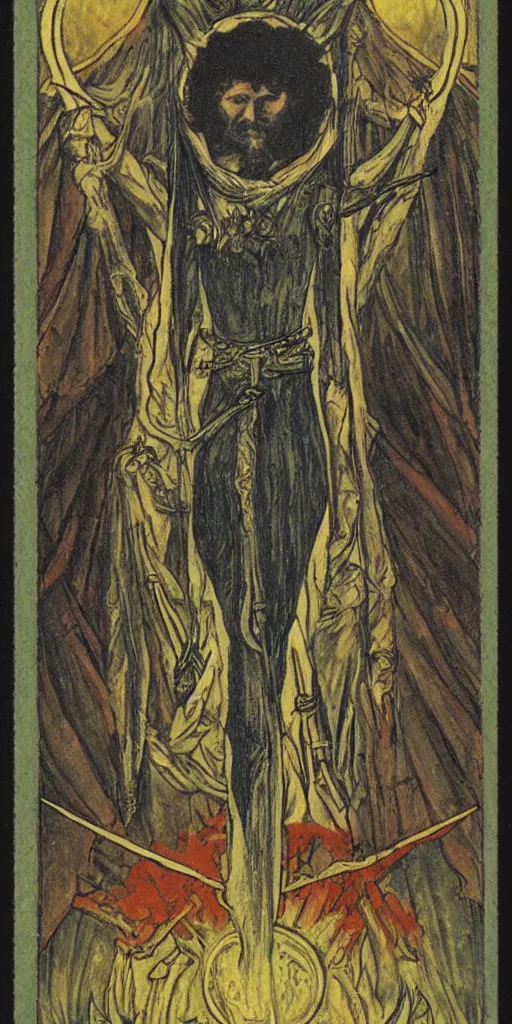 Prompt: three swords tarot card by austin osman spare