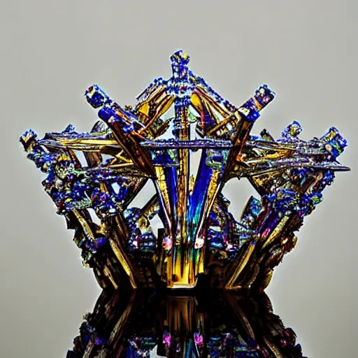 Prompt: bismuth crystals grown in the form of a crown