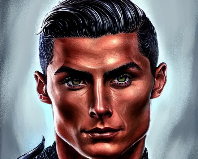 Image similar to A strong magician who looks like cristiano ronaldo, fantasy art, in the style of tony start, illustration, epic, fantasy, intricate, elgant, amazing detail, digital painting, artstation, concept art, smooth, sharp focus