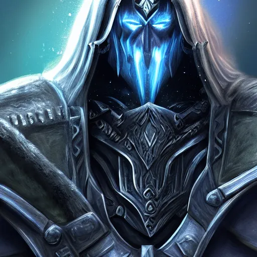 Image similar to portrait of arthas from warcraft, highly detailed, centered, solid color background, digital painting