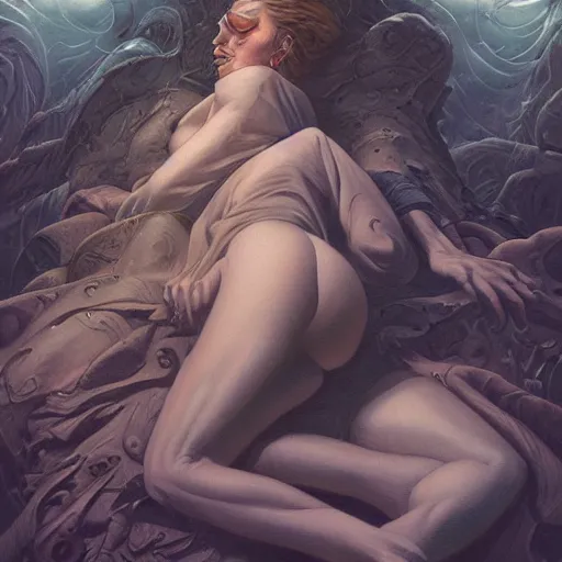 Image similar to to sleep, perchance to dream, by gerald brom, artstation, digital art, highly detailed, abstract