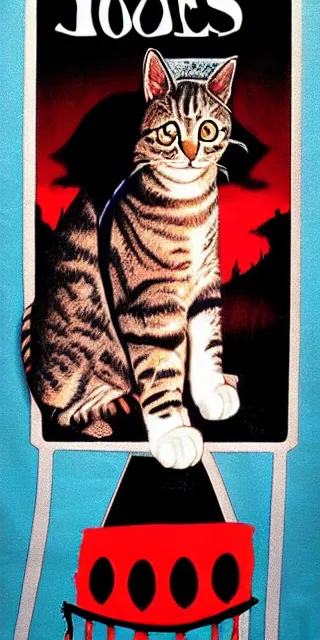 Image similar to Movie poster for a horror film about cats in goth clothes, 1985