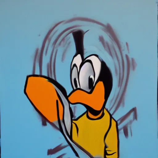 Prompt: fly or die from michael bedard painted with donald duck