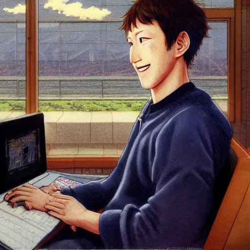 Prompt: anime mark zuckerberg by hasui kawase by richard schmid