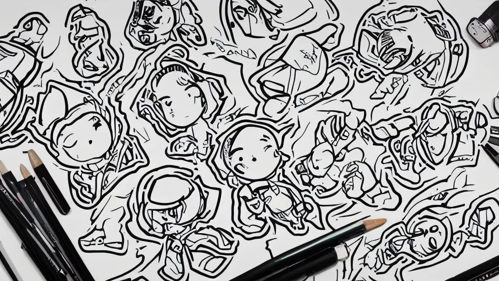 Image similar to line drawing professional obi sticker design