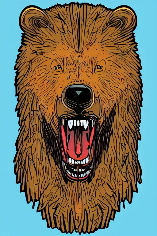 Image similar to portrait of a war bear, art by kiko rodriguez, sticker, colorful, illustration, highly detailed, simple, smooth and clean vector curves, no jagged lines, vector art, smooth