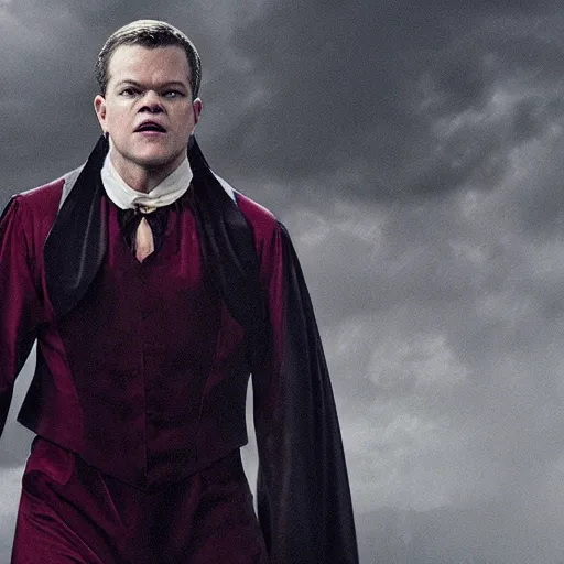 Image similar to Matt Damon as Dracula