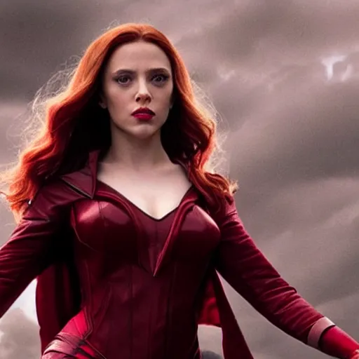 Image similar to scarlett johanneson as the scarlet witch mcu