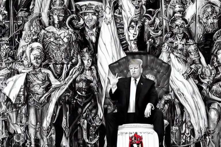 Prompt: trump on a throne
