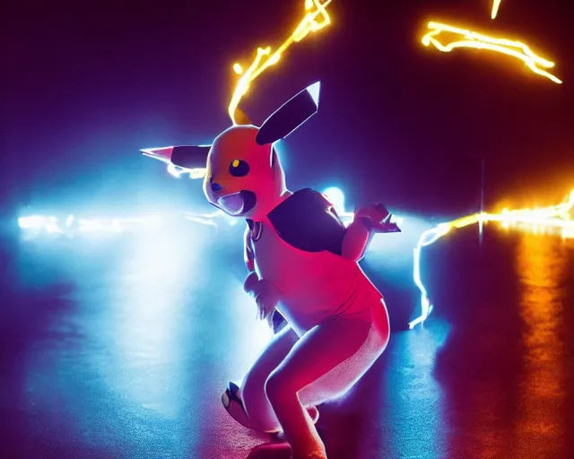 Image similar to pikachu cosplaying as lagu gaga, striking lighting, emotional, canon 1 d.