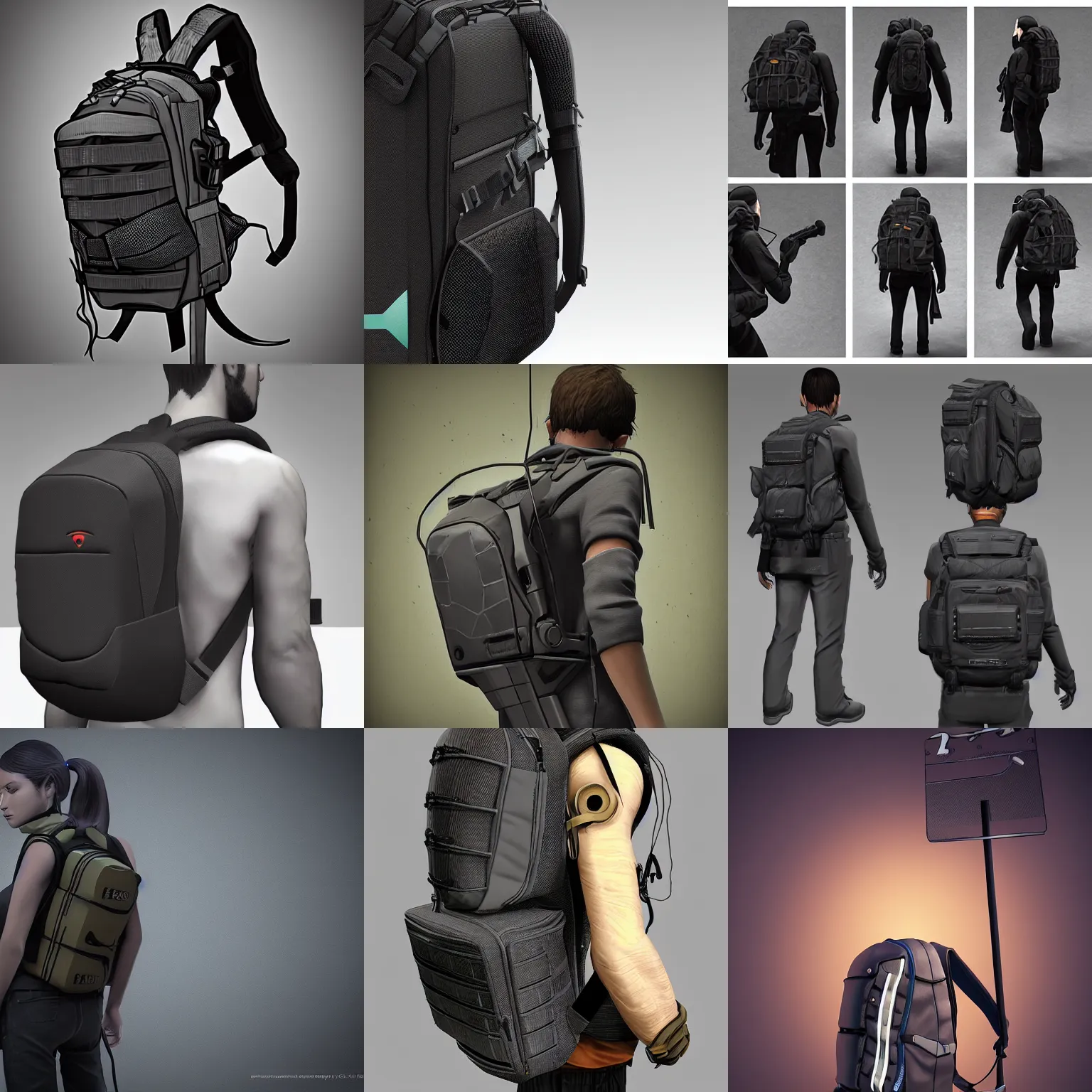 Prompt: hardmesh post, thief equipment backpack, by gregor rutkovski, ilya kuvshinov