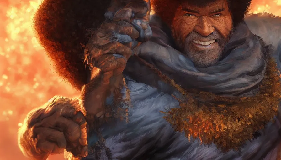 Prompt: Bob Ross in Mortal Kombat, hyperdetailed, artstation, cgsociety, 8k