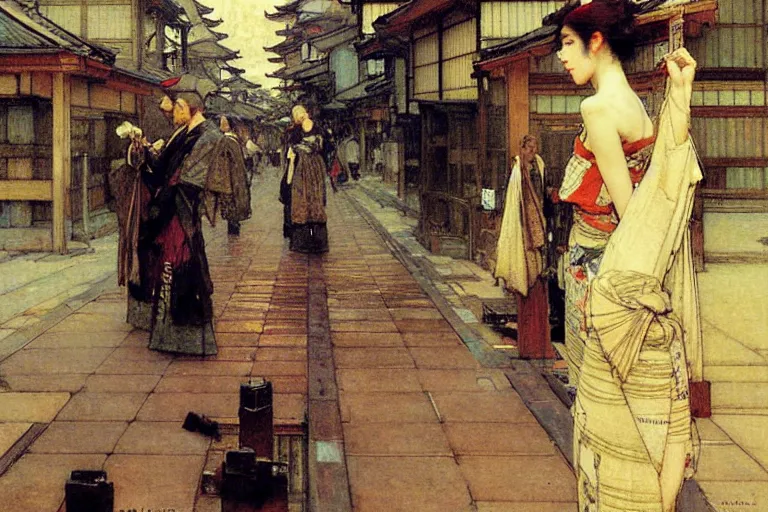 Image similar to kyoto, painting by gaston bussiere, john william waterhouse, yoji shinkawa, carl larsson