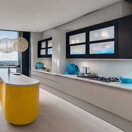 Image similar to hd photo of a modern kitchen filled with beach balls