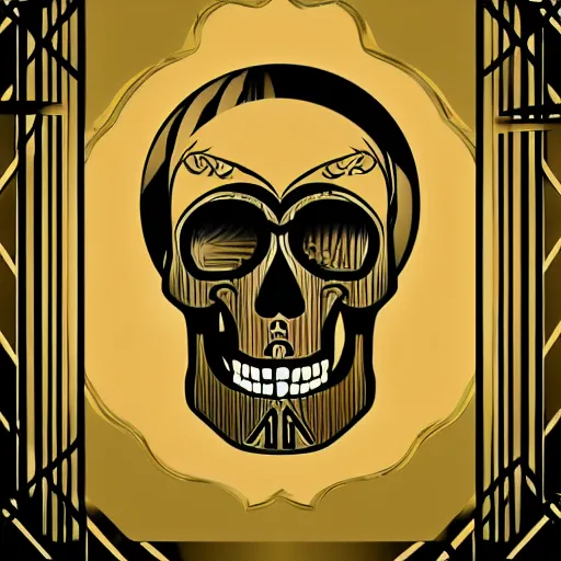 skull rendered in art - deco style, clean lines, sharp