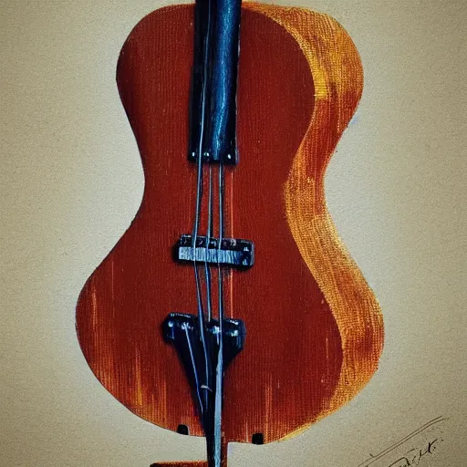 Image similar to guitar in cello shape by greg rutkowski