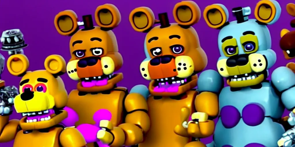 Image similar to fnaf five nights at freddy's gameplay screenshot mukbang