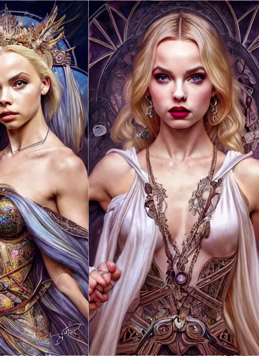 Image similar to ultra realistic illustration, a stunningly beautiful greek gothic goddess of chaos played by jordyn jones and dove cameron and margot robbie and taylor swift and megan fox and adriana lima, intricate, elegant, highly detailed, digital painting, artstation, concept art, smooth, sharp focus, illustration, art by artgerm and greg rutkowski and alphonse mucha