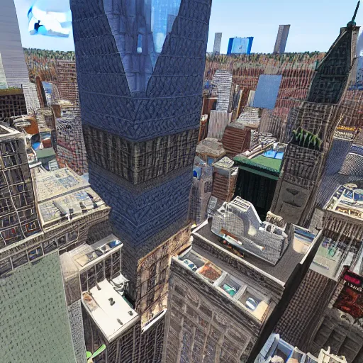 Prompt: mincraft in real life, new york city