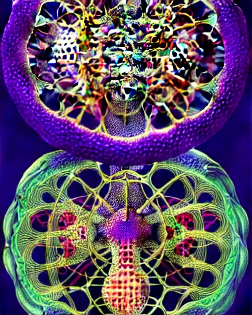 Image similar to poster of coronavirus, close up details, intrinsic, drawn by Ernst Haeckel, psilocybin colorful, beeple rendering, written by HP Lovecraft