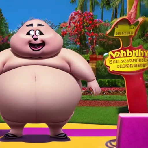 Prompt: morbidly obese mascot from Jack in the box, screenshot from my 600 pound life, detailed, 4k