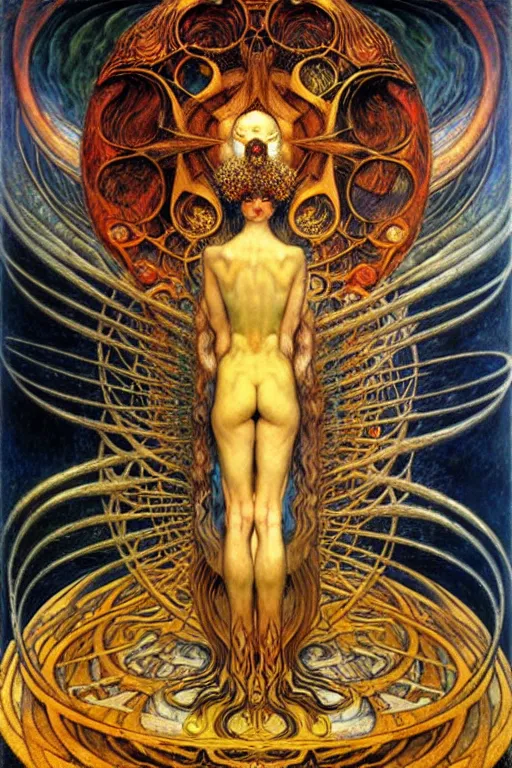 Image similar to Divine Chaos Engine by Karol Bak, Jean Delville, William Blake, Gustav Klimt, and Vincent Van Gogh, symbolist, visionary