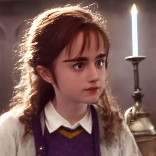 Image similar to Saddie Sink in Harry Potter as Hermione Granger, Movie Shot, high quality, 8k,