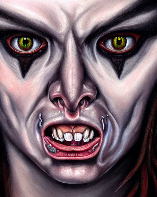 Image similar to a realistic detailed portrait painting of a demon