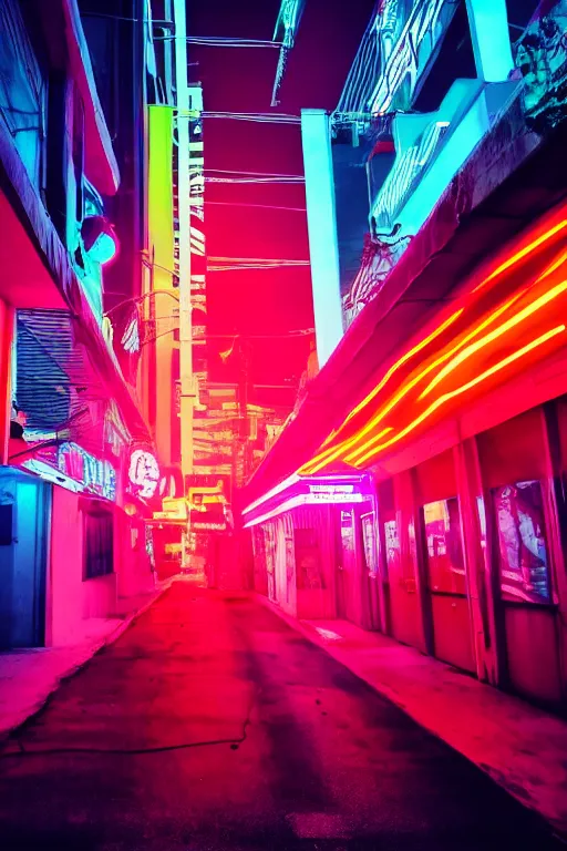 Image similar to neon streets of miami, 4 k, award winning photo, cyberpunk style