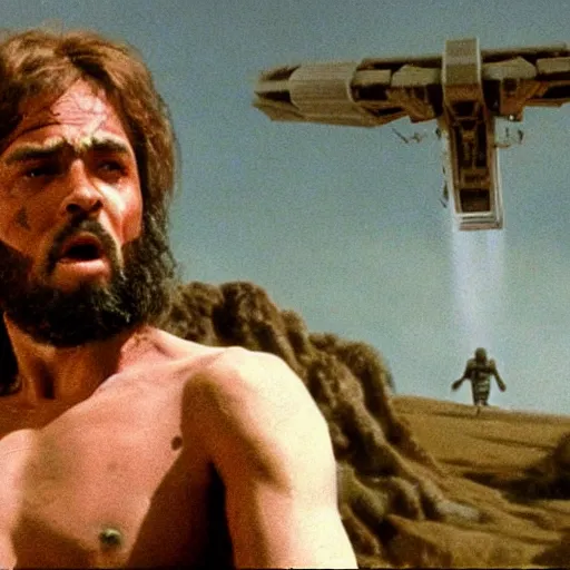 Image similar to a film still of abel ( from the bible ) in star wars 1 9 7 7, realistic, photorealistic