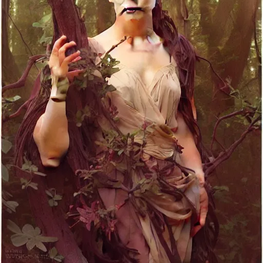 Image similar to portrait of forest goddess, intricate, elegant, highly detailed, digital painting, artstation, concept art, smooth, sharp focus, illustration, art by artgerm and greg rutkowski and alphonse mucha and william - adolphe bouguereau