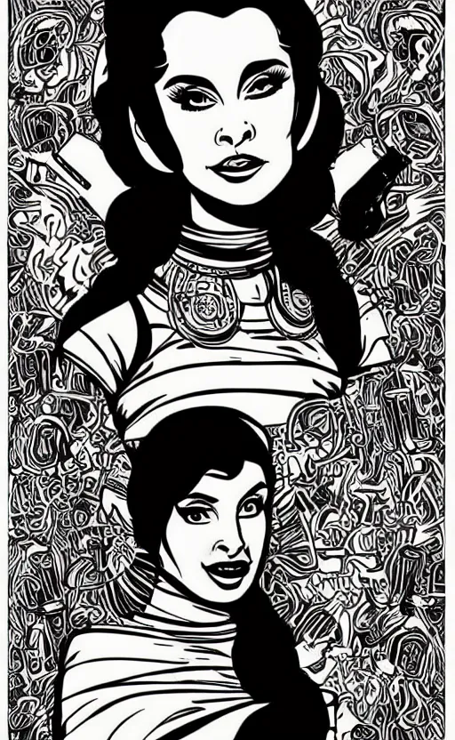 Prompt: mcbess illustration of Princess Jasmine as Princess Leia