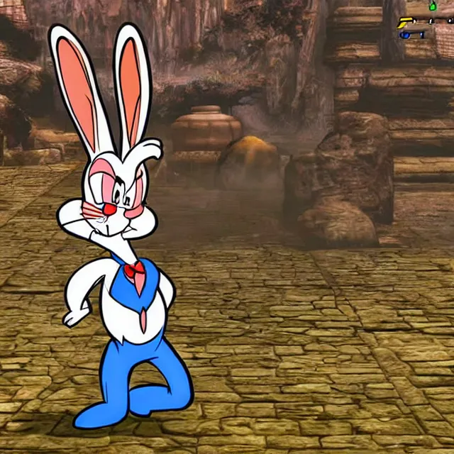 Image similar to bugs bunny in mortal kombat, videogame character