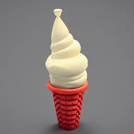 Image similar to poorly rendered 3 d clown ice cream cone