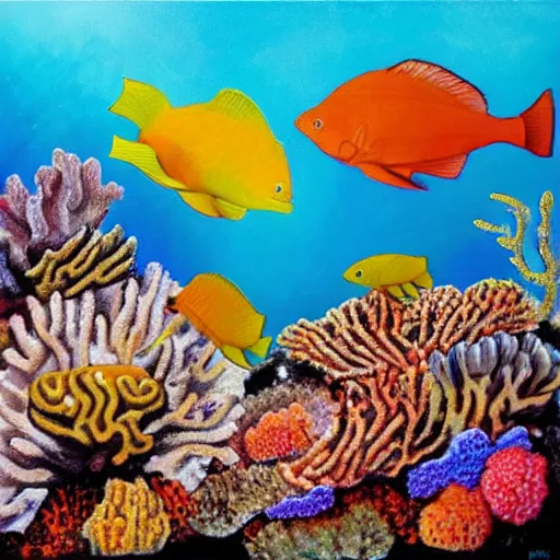 Prompt: a fine painting of the coral reefs