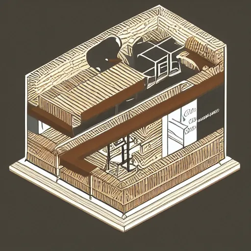 Image similar to cannabis coffee and cake cafe isometric axonometric fun 3 d cartoon, beautiful composition structure by anni albers and felice casorati
