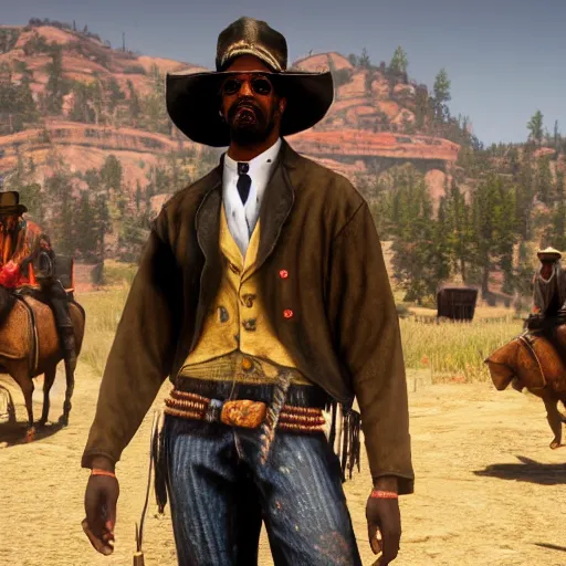 Image similar to Snoop Dog as a cowboy in Red Dead Redemption 2