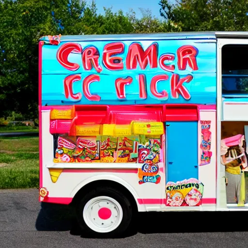 Prompt: the ice cream truck is coming for you