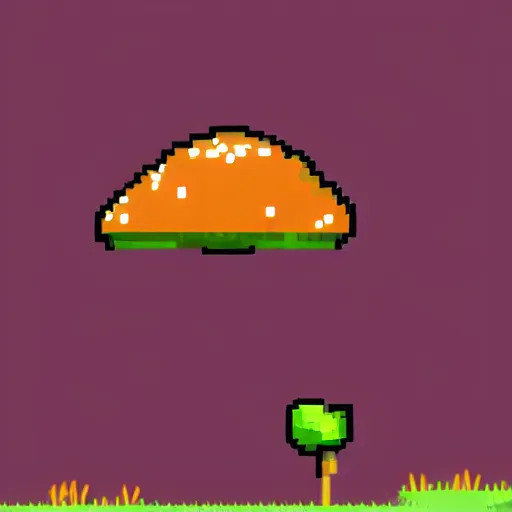 Prompt: 2 d flat sprite on a black background of a bolete mushroom coming out of a patch of grass, from a gorgeous indie platform game, detailed