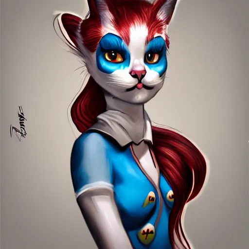 Image similar to graphic, hyperreal, portraiture illustration of a anthropomorphic beautiful ragdoll cat in different marvel - roll cosplay clothes, trending on artstation