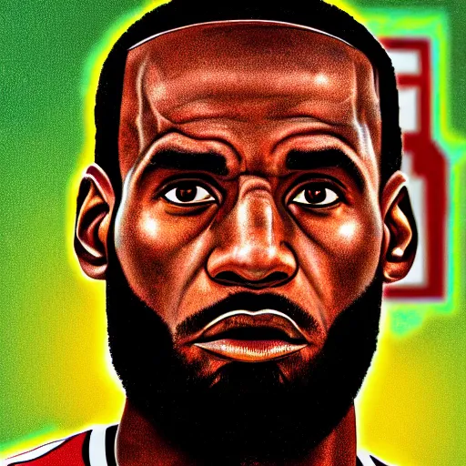 Image similar to lebron james in stranger things, film grain, wide shot, photorealism